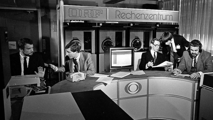 Bruckmann (balról a harmadik) két évtizeden át volt az ORF "a nemzet főszámítógépe".