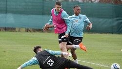 Dejan Ljubicic (Mitte) beim ÖFB-Training mit Junior Adamu und Heinz Lindner vor einem Jahr. In den EM-Kader schaffte es der Mittelfeldspieler nicht. (Bild: APA/EXPA/REINHARD EISENBAUER)