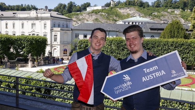 Jonas Lev und Dominik Kovarik (von links) bereiten sich auf die Berufs-WM in Frankreich vor. Sie werden wie Profisportler betreut. (Bild: Tschepp Markus)
