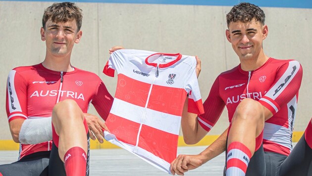 Max Schmidbauer (left) and Tim Wafler. (Bild: Peter Maurer/Cycling Austria)