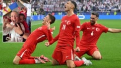 Mert Müldür (Nummer 18) traf für die Türkei, bei seiner Freundin und seiner Mutter gab‘s kein Halten mehr. (Bild: AFP/Alberto PIZZOLI, instagram.com/433)