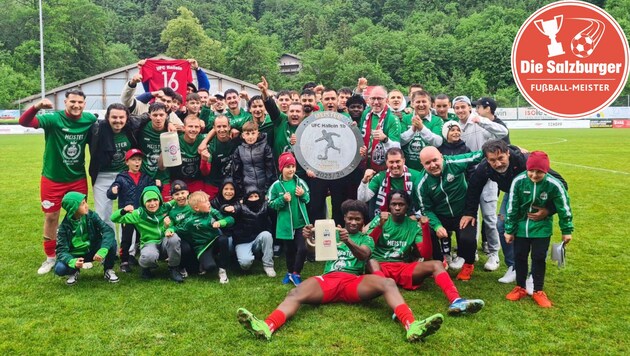 The jubilation at Hallein 1b over the championship title and promotion knew no bounds. (Bild: zVg)