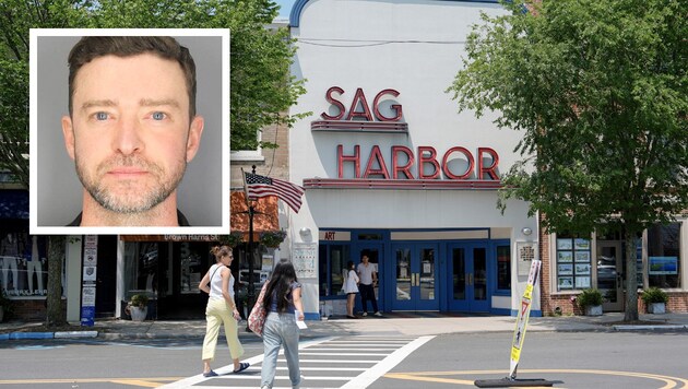 Justin Timberlake was arrested for drunk driving in the resort town of Sag Harbor on Tuesday. The singer is also alleged to have run a stop sign. (Bild: Krone KREATIV/ APA/AFP/Adam GRAY, AP Photo/Julia Nikhinson SAG HARBOR POLICE DEPARTMENT / AFP, AP Photo/Julia Nikhinson)