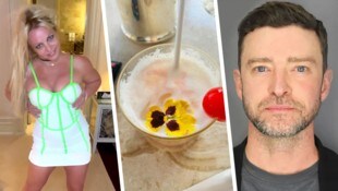 Im sexy Dress trank Britney einen Cocktail auf Justins Alko-Fahrt. 