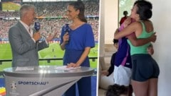 Bastian Schweinsteiger im Gespräch mit Esther Sedlaczek – und die Ronaldos beim Feiern. (Bild: instagram, krone.at-grafik)