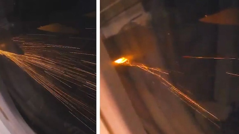 The right engine of the Boeing 737-800 caught fire shortly after take-off, as a video taken by one of the passengers shows. (Bild: kameraOne (Screenshot))