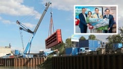 Der Hafen Wien fungiert mit seinen drei Häfen Freudenau, Albern und dem Ölhafen Lobau als trimodale Logistikdrehscheibe. (Bild: Krone KREATIV/Gerhard Bartel, David Bohrmann)