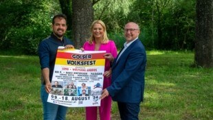 Freuen sich aufs Jubiläumsvolksfest: Bürgermeister Kilian Brandstätter, Landesrätin Daniela ...