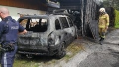 Das Auto brannte völlig aus (Bild: Freiwillige Feuerwehr Bad Hofgastein )