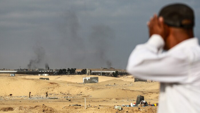 Smoke rises after Israeli bombardment.