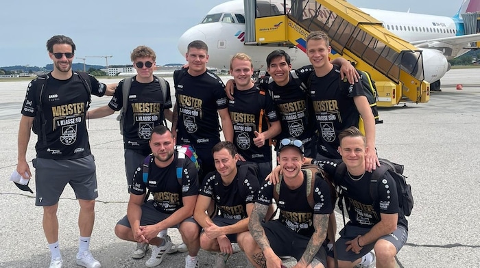 Vorm Kurztrip auf Malle: Matthias Rachelsperger, Marvin Deussen, Patrick Schattauer, Fabrice ...