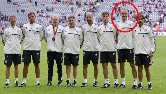 Thomas Wilhelmi (2nd from right) in Pep Guardiola's coaching team in 2013 (Bild: AP)