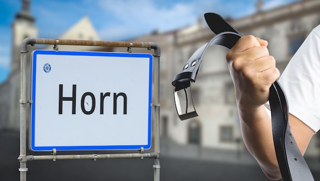 Wie berichtet, hatte ein Mann ein Trio in Horn mit einem Gürtel attackiert. Die „Krone“ kennt die Details. (Bild: Krone KREATIV/zVg, Attila Molnar, stock.adobe.com)