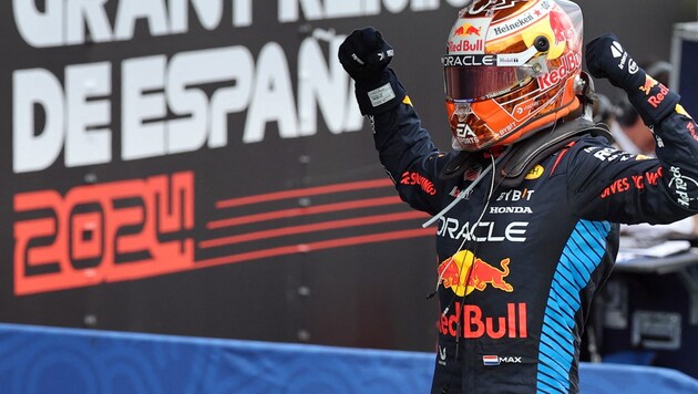 Max Verstappen celebrates in Barcelona. (Bild: AFP/APA/Thomas COEX)