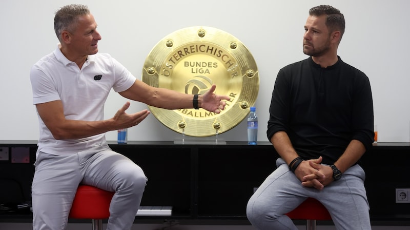 Wollen den Meistertitel nach Salzburg zurückholen: Geschäftsführer Stephan Reiter (li.) und Sportdirektor Bernhard Seonbuchner. (Bild: Tröster Andreas)