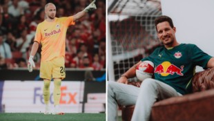 Kampf ums Tor beim FC Red Bull Salzburg: Alexander Schlager (links) und Janis Blaswich. 