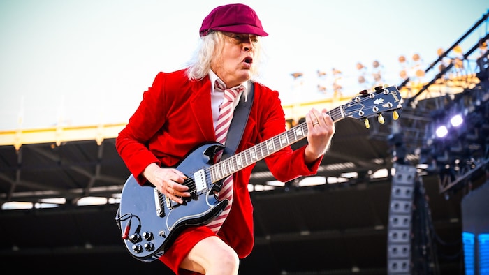 The eternal schoolboy: Angus Young's playing and stage performance are still second to none.