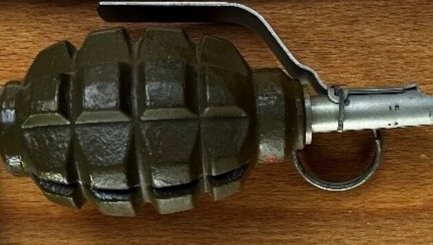 Several illegal weapons were seized in the apartment. The police also found a practice hand grenade. (Bild: LPD Wien)