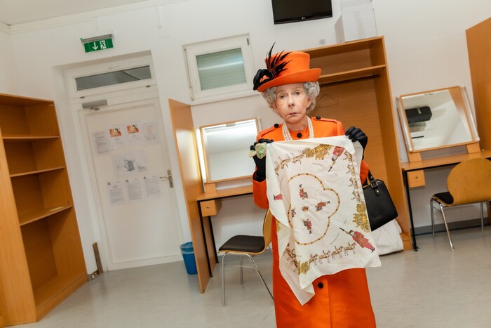 Schmidinger with the scarf that her father brought her from the coronation of Elizabeth II in ...