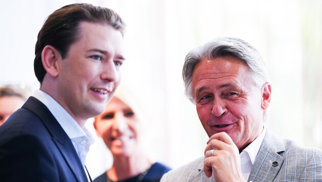 Soldan: Eski Federal Şansölye Sebastian Kurz ve eski Ulusal Konsey üyesi Peter Westenthaler (Bild: APA/Eva Manhart)