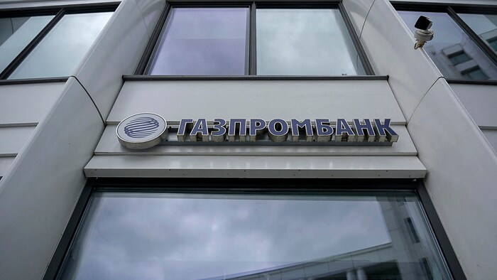 Eine Filiale der Gazprom-Bank in Moskau