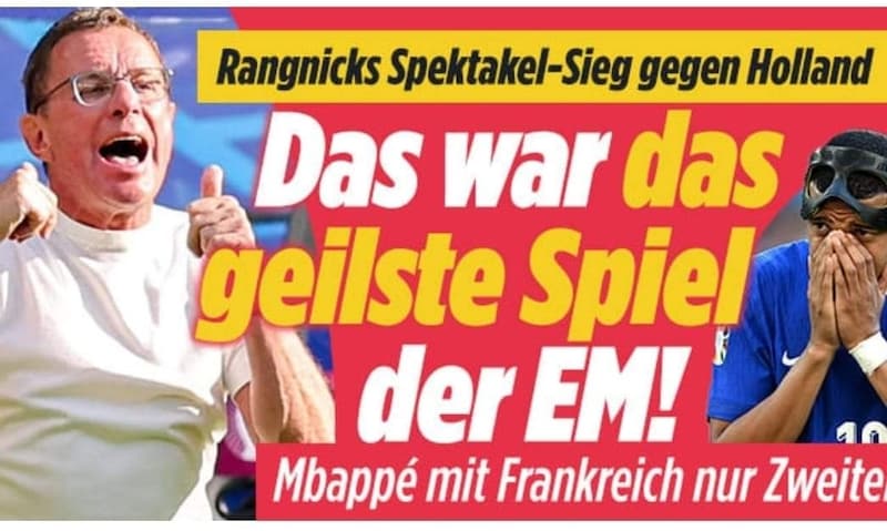 Ralf Rangnick in party mood - and the "Bild" newspaper too (Bild: Screenshot/bild.de)