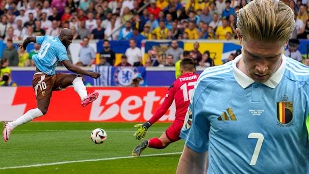 Romelu Lukaku (left) and Kevin De Bruyne disappointed against Ukraine. (Bild: AP/Ariel Schalit, APA/AFP/Fabrice COFFRINI)