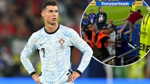 Schrecksekunde für Cristiano Ronaldo (Bild: AFP/PATRICIA DE MELO MOREIRA, twitter.com/TimelineCR7)