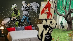 Meister seines Fachs: Banksy geht mit seinen Schablonengrafiken, Graffitis und Installationen oft dorthin, wo es „wehtut“. (Bild: Rosie Hallam/Eyevine, MIGUEL MEDINA/AFP, Inger Lange/Camera Press (alle picturedesk.com), Krone KREATIV)