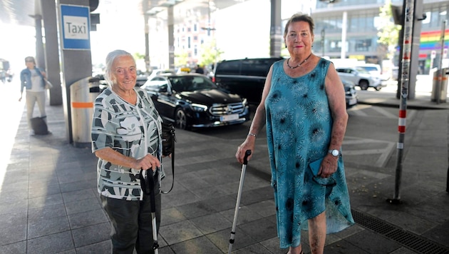 Friederike Huber and Hermine Kolar just wanted to go home. But taxi drivers at the main station thought the journey to the 3rd district was too short and refused. (Bild: Bartel Gerhard)