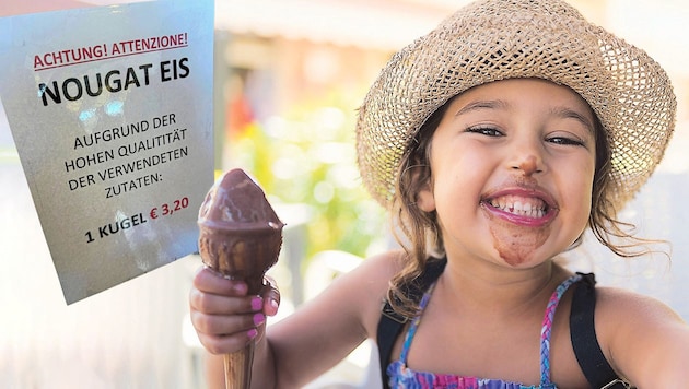 Jó, de drága. Néhány különleges fagylaltízért mélyen a zsebünkbe kell nyúlni. (Bild: Krone KREATIV/Patrick Puchinger, Raul Mellado – stock.adobe.com,)