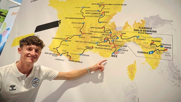 Felix Gall explained the Tour route to the "Krone": "I looked at a few stages in advance, the start is going to be very tough." (Bild: Birbaumer Christof)