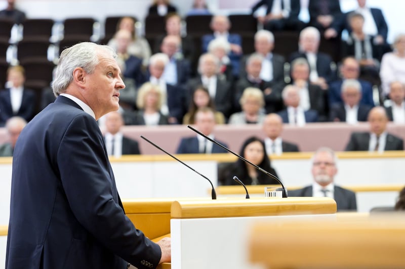 Landtagspräsident Harald Sonderegger würdigte das politische Wirken Halders. (Bild: Mathis Fotografie)