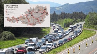 Viele Österreicher wollen derzeit Richtung Süden. (Bild: Krone KREATIV/Andreas Tröster)
