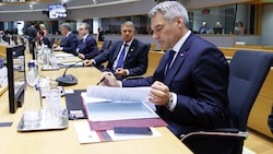 Bundeskanzler Karl Nehammer beim EU-Gipfel (Bild: APA/BKA/ANDY WENZEL)