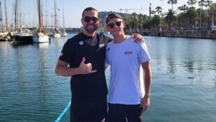Trainer Plamen Ryaskov (li.) mit Schützling Luca Karl in Barcelona.