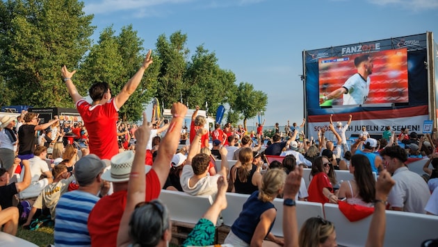 Torjubel in Neusiedl am See: Rund 1000 Besucher sorgten bei den Spielen des Nationalteams für Gänsehautstimmung. (Bild: Burgenland Tourismus/Maria Hollunder)
