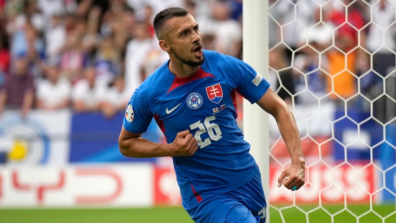 Ivan Schranz scored the goal for Slovakia. (Bild: AP ( via APA) Austria Presse Agentur/ASSOCIATED PRESS)