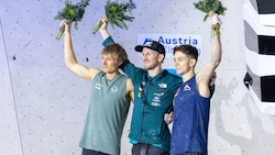 Alexander Megos, Jakob Schubert und Toby Roberts (v.l.n.r.) (Bild: APA/EXPA/JOHANN GRODER)