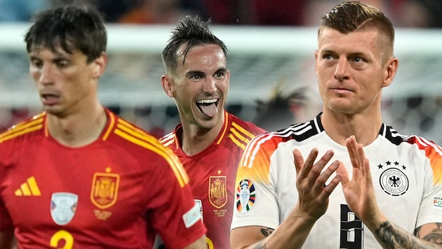 The Spaniards are eagerly awaiting their European Championship quarter-final clash with Germany. (Bild: Associated Press, APA/AFP/Fabrice COFFRINI)