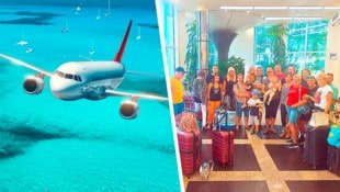 So wird der Urlaub nicht zur Erholung – eine Pannen-Airline machte nun zahlreichen Österreichern einen Strich durch die Rechnung. (Bild: Krone KREATIV/zVg, den-belitsky, stock.adobe.com, Krone KREATIV)