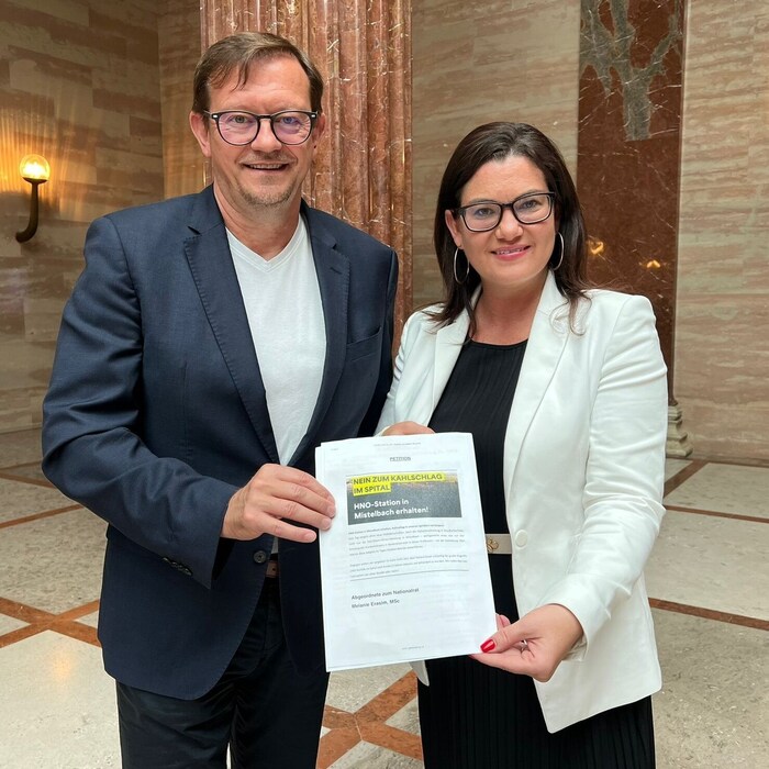 Petition im Parlament, Unterschrift von Bürgern ist ab sofort möglich: Die Nationalräte Rudolf Silvan und Melanie Ersasim.