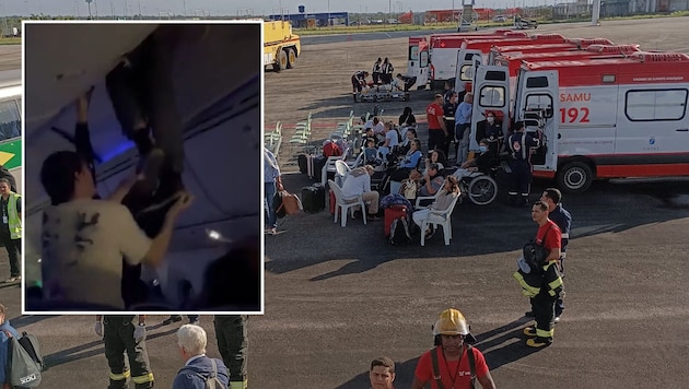 At least 30 passengers of different nationalities required medical treatment. (Bild: AFP/AFP, X.com/aviationbrk)