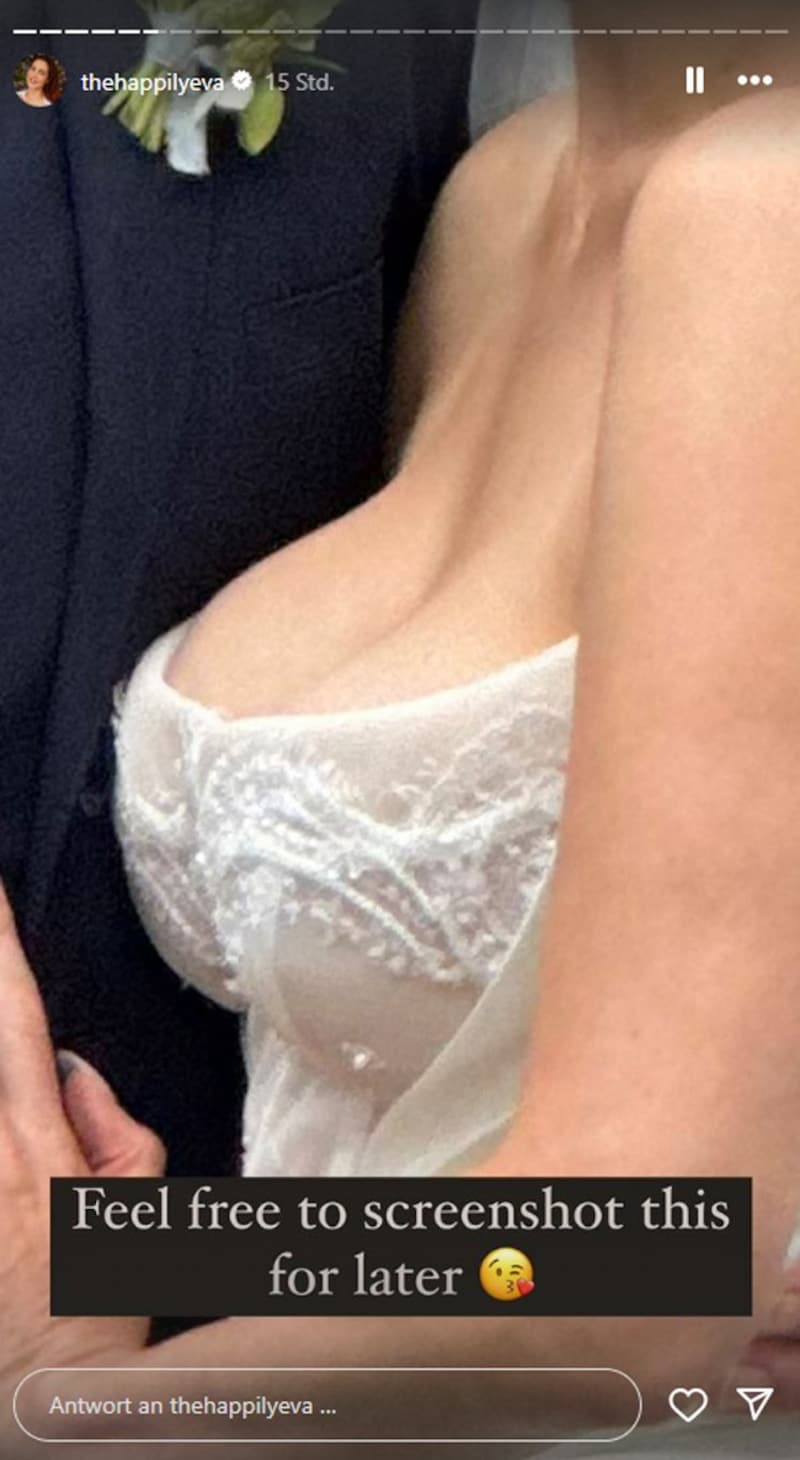 "Feel free to take a screenshot of this one for later," joked Eva Amurri to an enlarged picture of her cleavage. (Bild: instagram.com/thehappilyeva)
