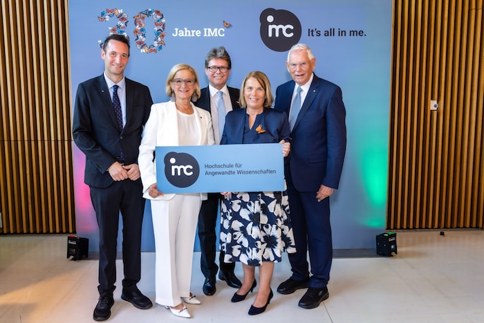 IMC-Geschäftsführer Udo Brändle (li.), Landeshauptfrau Johanna Mikl-Leitner, Bundesminister für ...