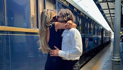 Heidi und Tom Kaulitz küssen sich vorm Orient-Express. (Bild: www.instagram.com/heidiklum)