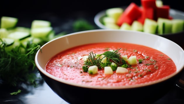 Es geht nichts über eine Kaltschale Suppe! Man kann sie auch gut vorbereiten, sie hält bis zu drei Tage im Kühlschrank. (Bild: Andrejs - stock.adobe.com)