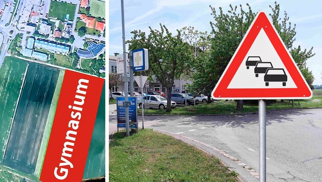 If access is via the northern part of the school, the residents of the estate are worried: "The traffic circle alone can't cope." (Bild: Krone KREATIV/zVg)