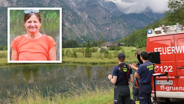 The search for Helga W. from Walding has been going on for three days - but the 64-year-old remains missing. (Bild: Krone KREATIV/Laumat und Polizei)