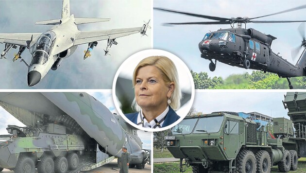 Jet eğitim uçağı, Black Hawk, C-390 ve füze savunması: Tanner'in büyük projeleri şekilleniyor (Bild: Krone KREATIV, Lockheed, Georg Mader, Leonardo, APA, AP)